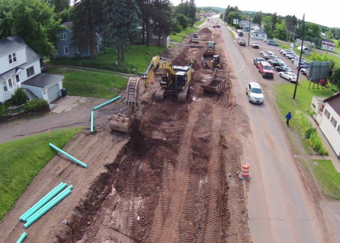 Water Sewer project on US2 in Ironwood, MI